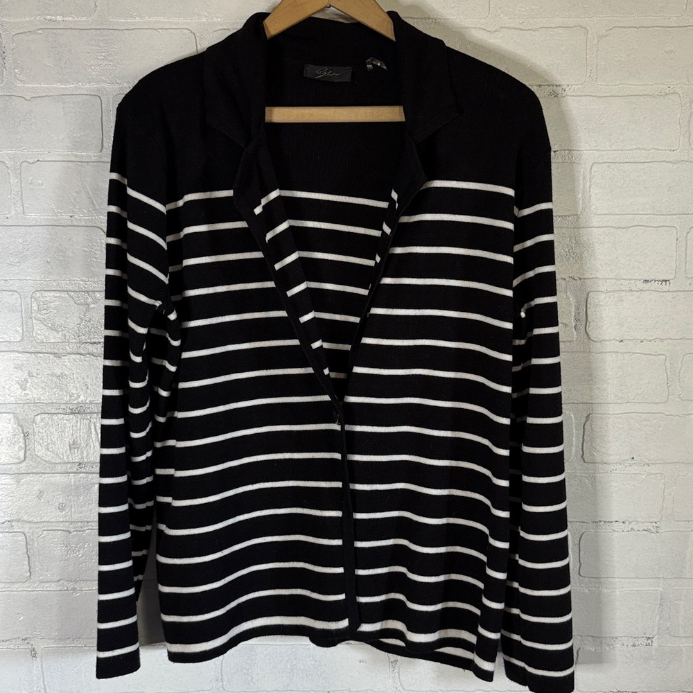 CYRUS Cozy Striped Button Knit Blazer Cardigan Striped Size XL